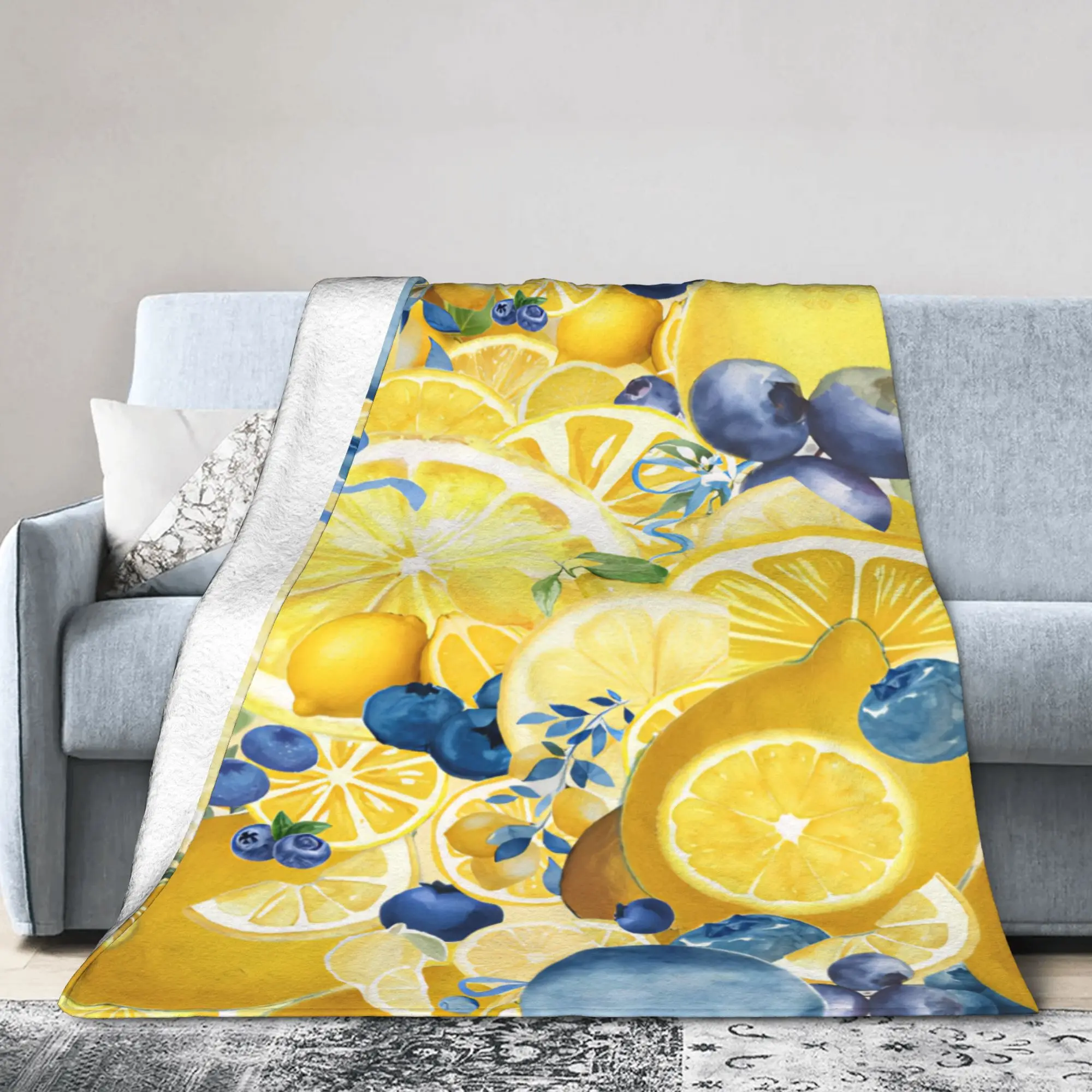 Lemon Sicily Rectangle Blanket Coral Fleece Plush  Cozy Lightweight Thin Throw Blankets for Sofa Bedspreads