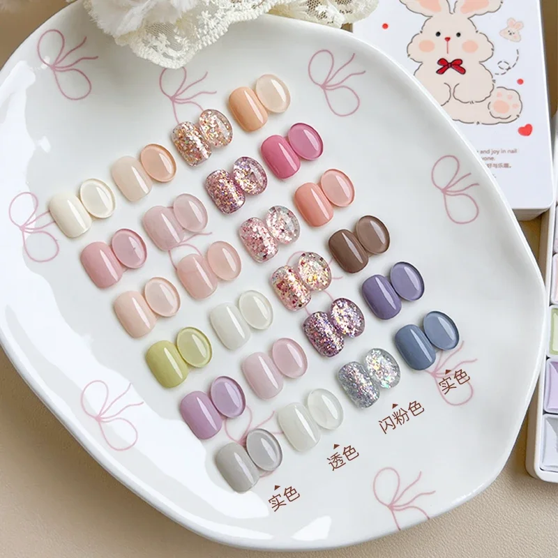 NAIL & YOLLY 24 ألوان عيد الميلاد الصلبة هلام بريق الأشعة فوق البنفسجية هلام البولندية لوحة اليابانية مسمار كريم الفن شبه دائم نقع قبالة هلام