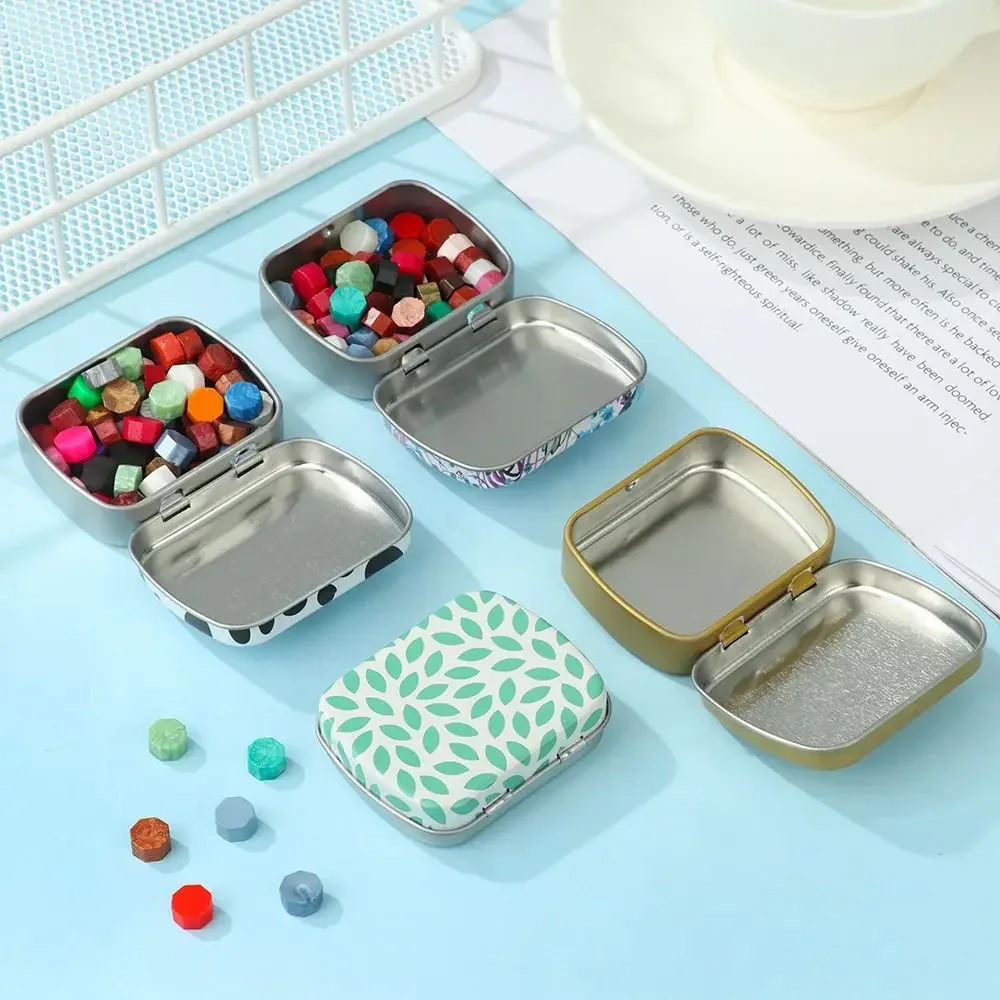 Mini Tin Box Metal Hinged with Lid Portable Rectangular Small Storage Container Candy Pill Cases for Home Organizer