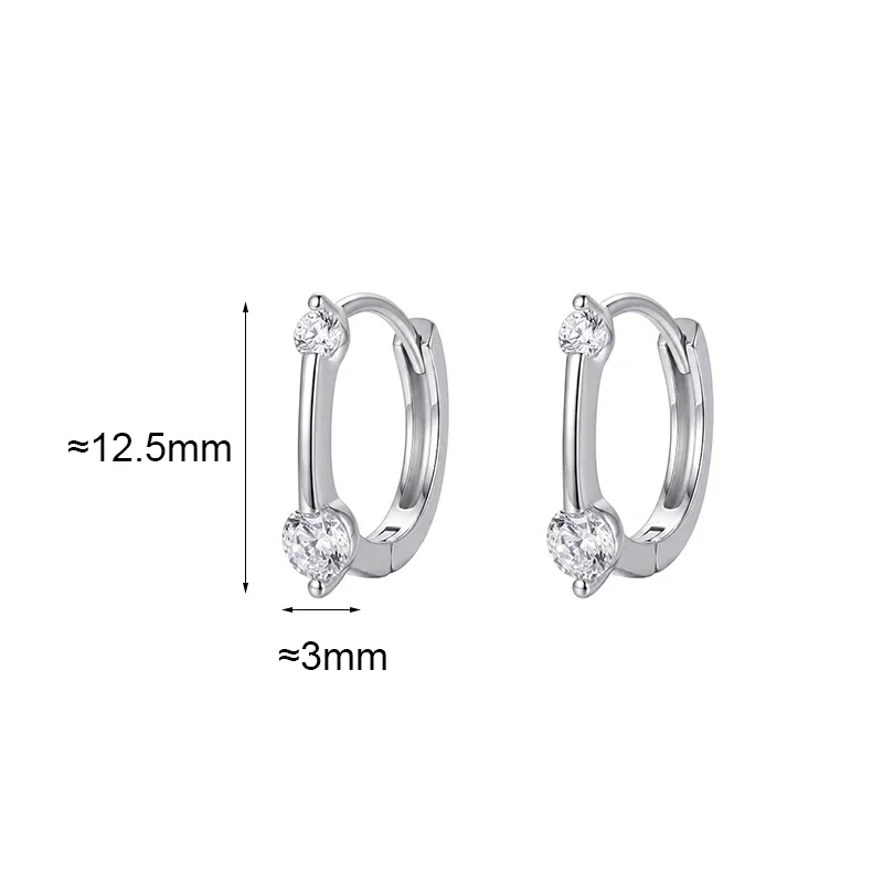 S999 Sterling Silver Needle Geometric Zircon Elegant Hoop Earrings for Charming Women Fashion Jewelry Daily Wear Accessories
