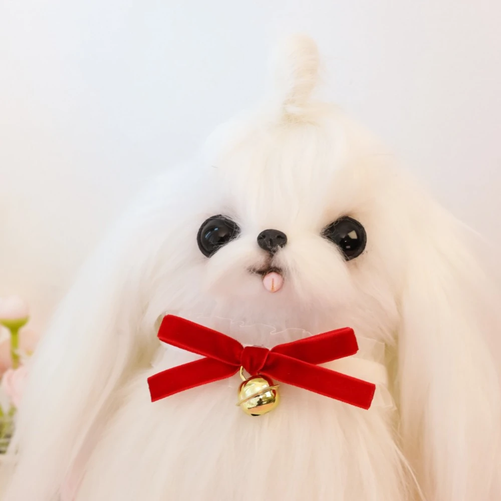 Collar Vintage de Encaje con Puntos y Cuadros para Mascotas, con Lazo y Campana, Elástico para Gatos y Perros, Lindo Collar de Encaje con Cuadros para Cachorros