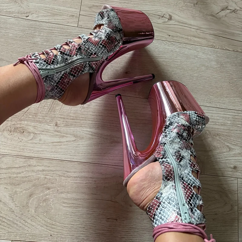 Leecape 20 سنتيمتر/8 بوصة ثعبان موضة الاتجاه منصة عالية الكعب مطلي قاعدة متجرد كعب القطب الرقص التمهيد