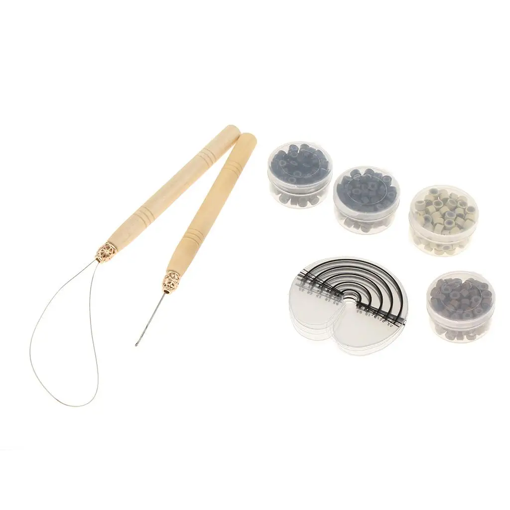 Hair Bun extension Tool Kits Loop Hook Beads Heat Guards Set