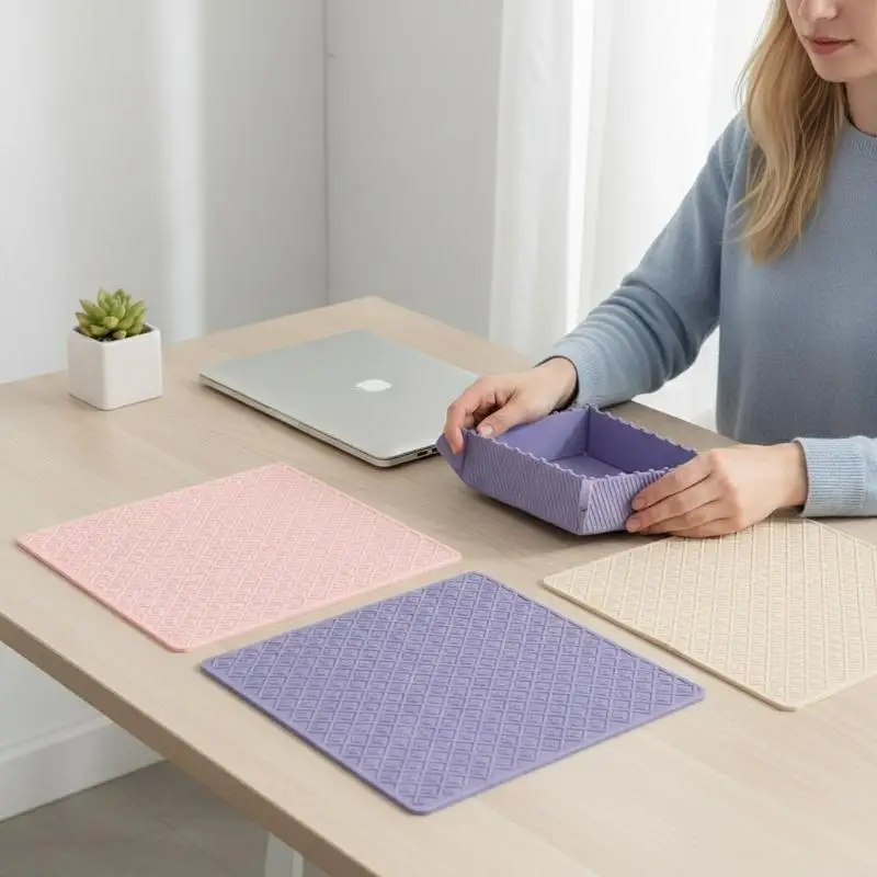 Folding storage box with magnetic suction silicone insulation pad, thick dining mat, outdoor folding vegetable board