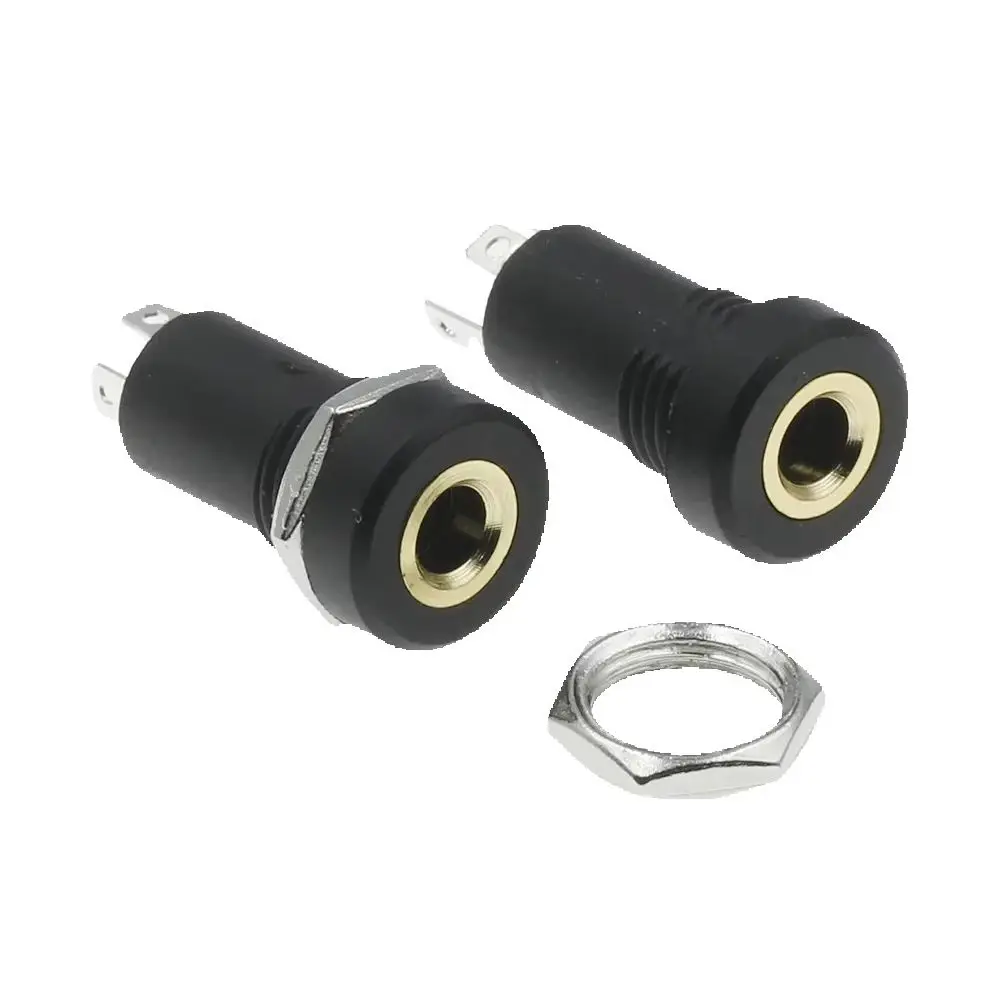 3.5mm 4Pin Stereo Audio Socket 4 Pole Black Panel Mount Gold Plated With Nuts Headphone Socket