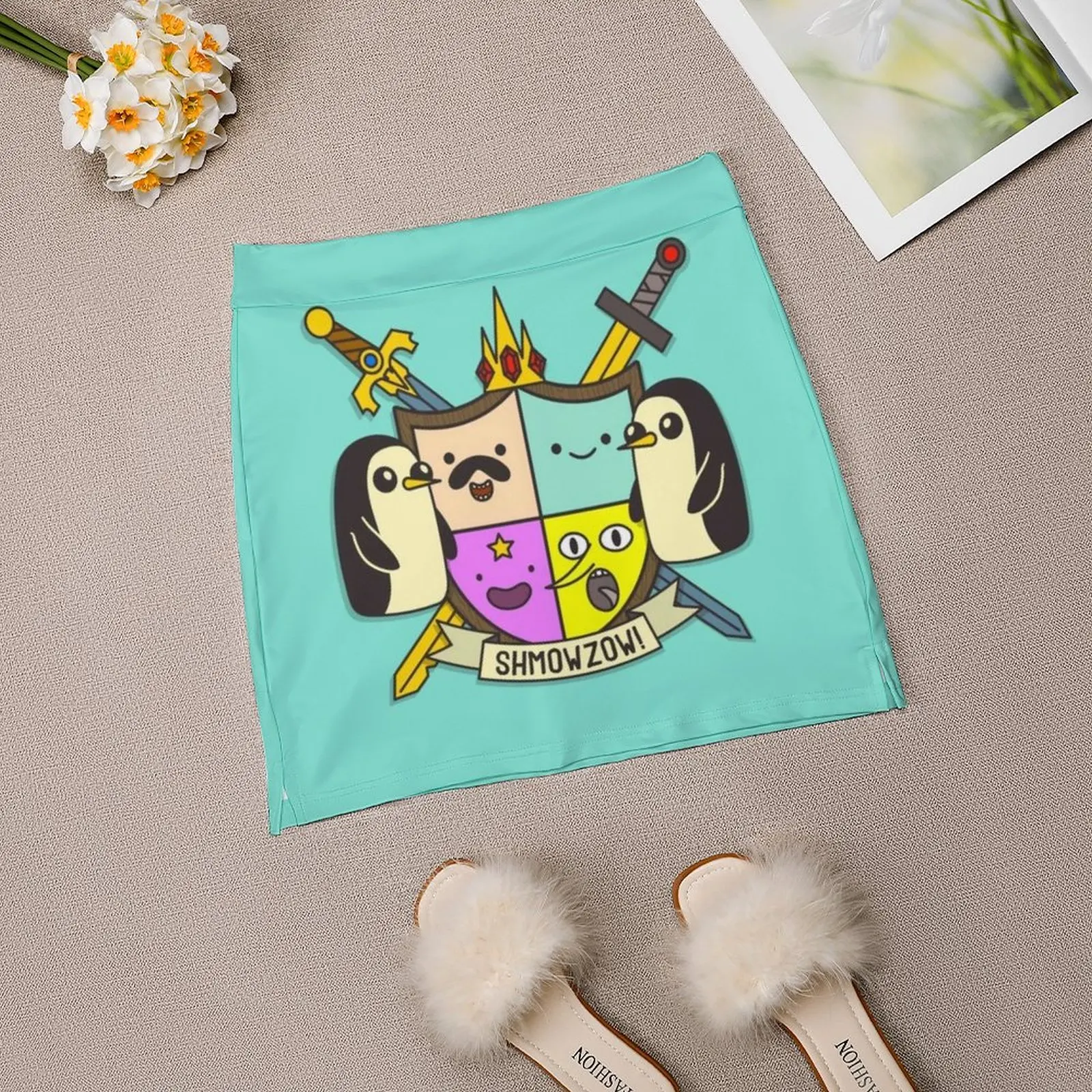 Shmowzow! ผู้หญิงกระโปรงความงามกระโปรงใหม่แฟชั่นกระโปรงสั้น Adventuretime Crest Lemongrab Lsp Bmo Davey ดาบเพนกวิน