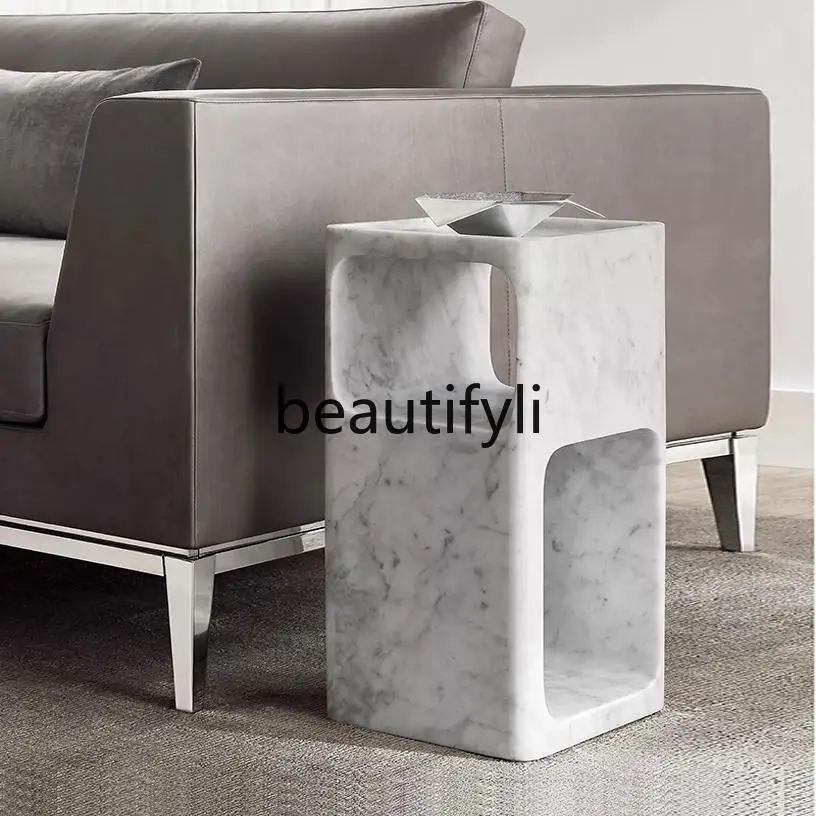 

Simple modern natural marble edge few Nordic creative sofa edge mini small coffee table light luxury square