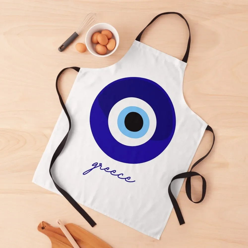 

Greece, Mati bad eye - blue white. Apron Chef Uniform For Men New year's bib Chef Uniform Woman Apron