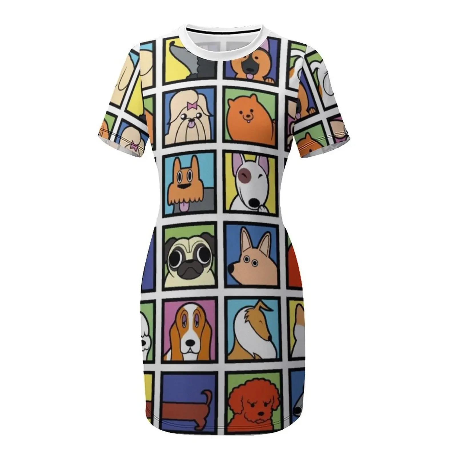 ชุดเดรสแขนสั้นลายการ์ตูนสุนัข แฟชั่นสำหรับผู้หญิง ชุดเดรสออกงาน ชุดเดรสฤดูร้อนสำหรับผู้หญิง ปี 2025