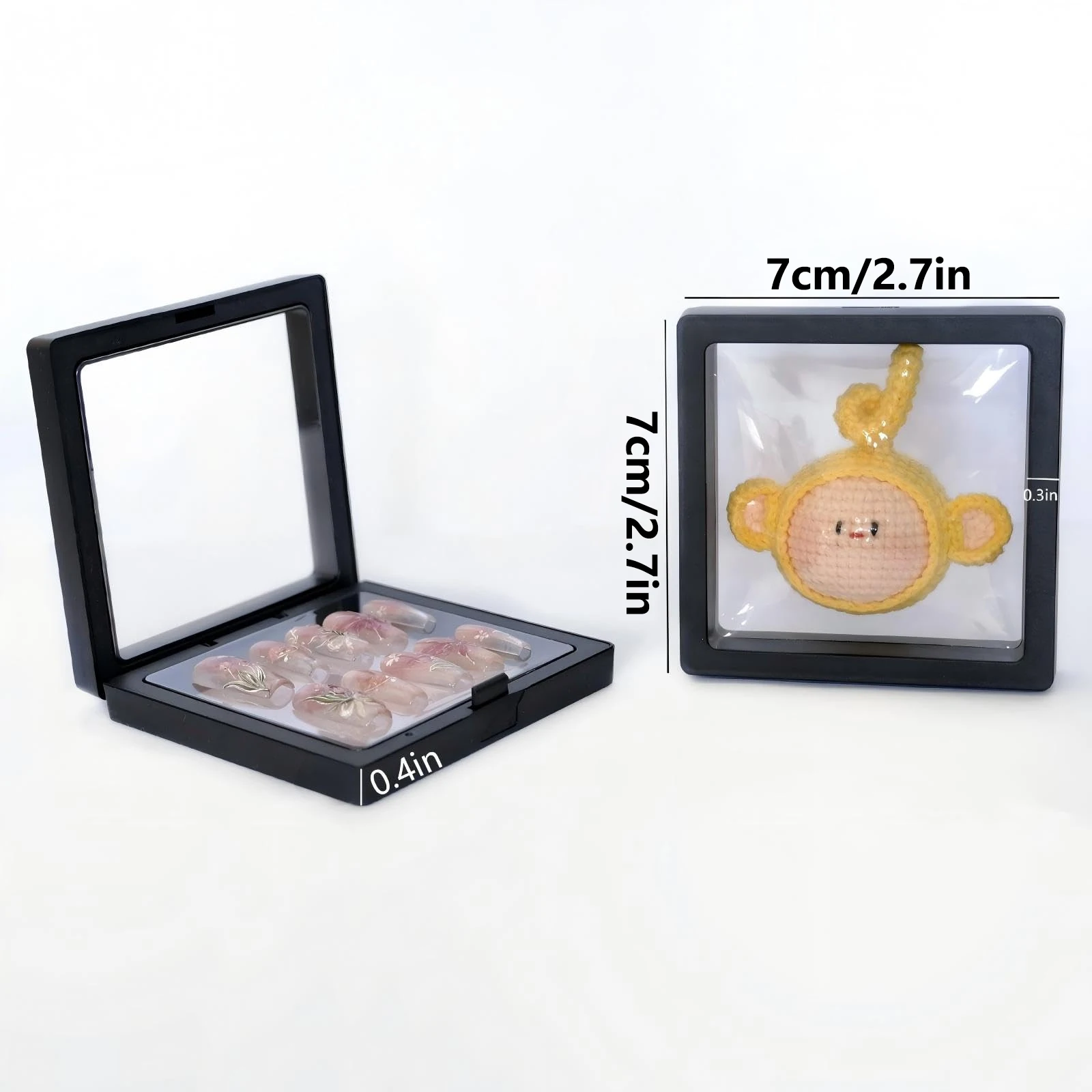 5PCS Portable 3D Floating White/Black Jewelry Display Box Transparent PE Film Anti Oxidation Pendant Bracelet Storage Box