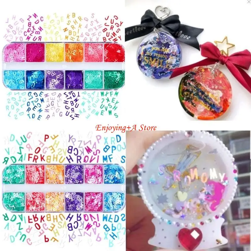 

12 сеток/коробка, английские буквы, блестки, блестки, хлопья, смола, УФ, эпоксидная смола, заливка форм