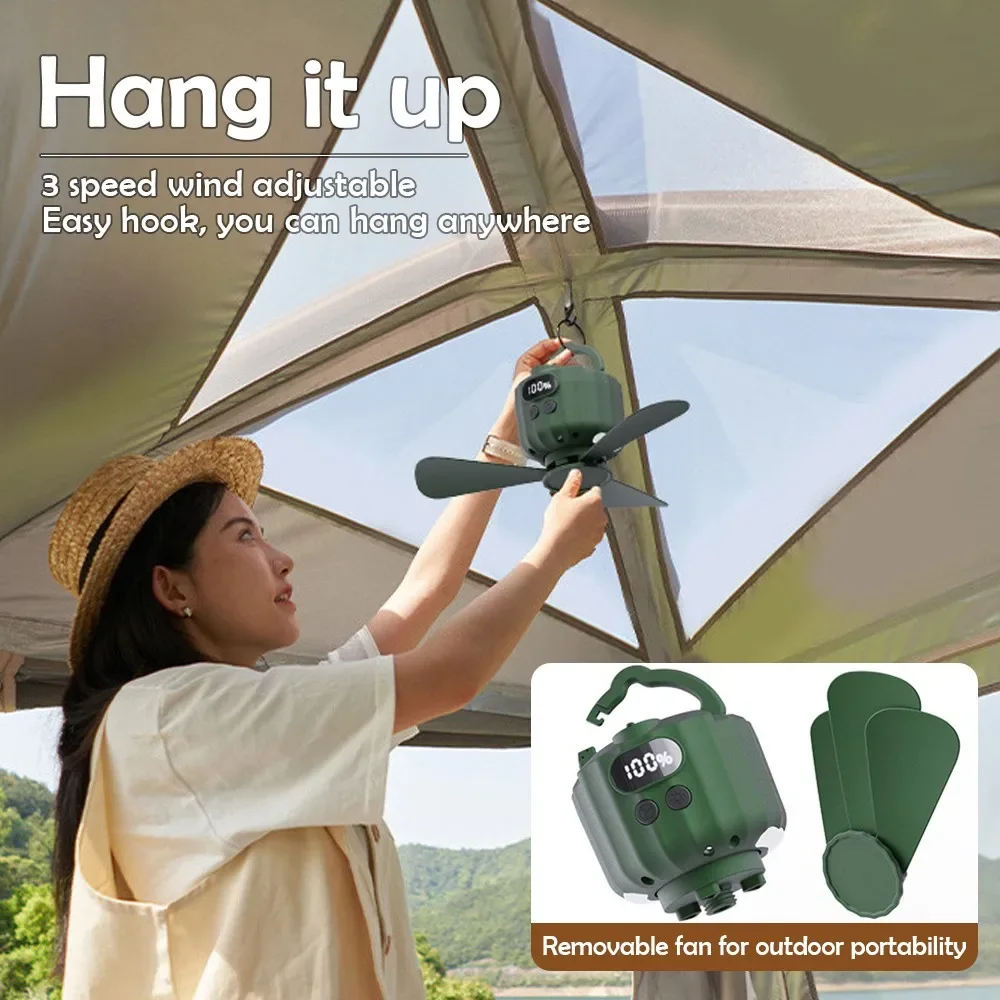 USB Rechargeable Mini Ceiling Fan Dormitory Home Remote Control Quietly Ceiling Fan Light Outdoor Camping Fan with Night Light