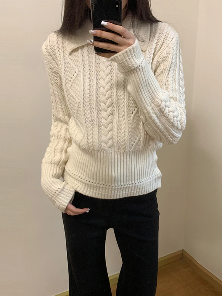 

Women's Thiened Knitted Sweater Autumn Winter New Design Sense Waist Inward Base Twist Design Casual Sle Long Sve Top