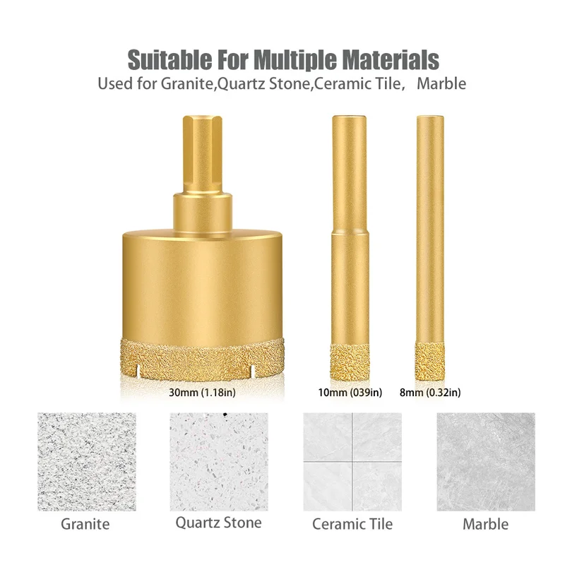 Broca para brasagem de azulejos secos, multifuncional, mármore, vitrificado, perfuração de vidro, granito, abridor de buraco seco