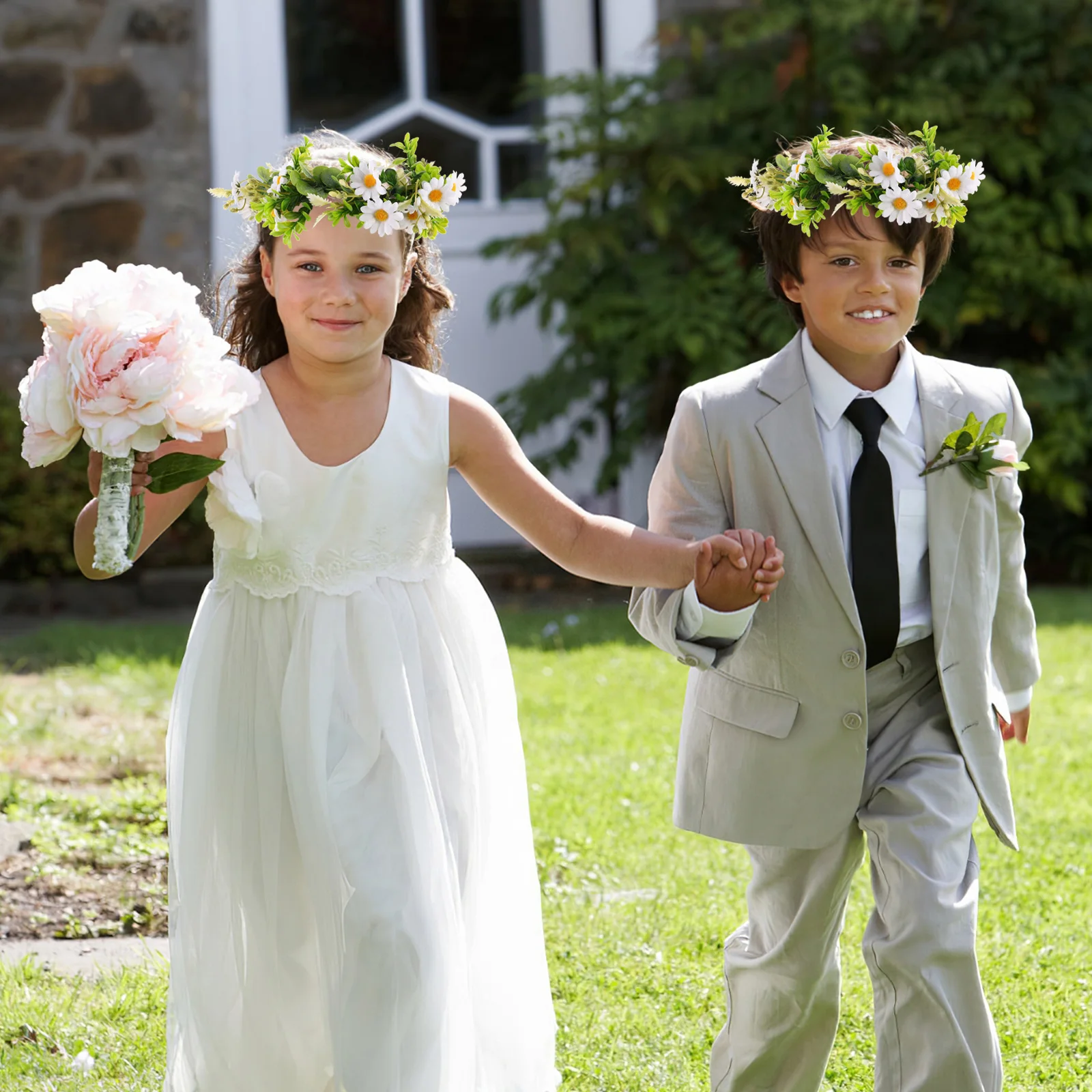 

2 Pcs Glow Garland Fairy Flower Crown Headpiece Headbands Artificial Girls Plastic Bride Tocados Para Novia Child