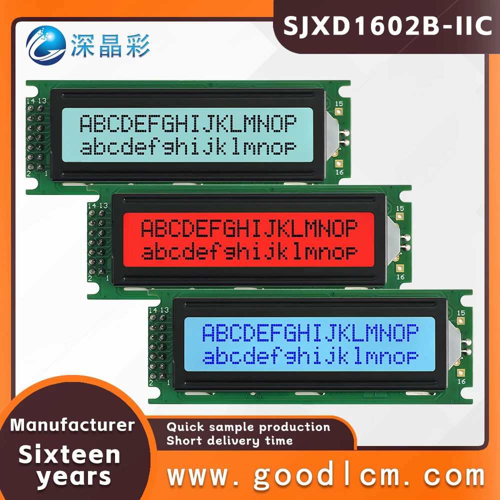 Russian langua LCD 1602 screen module SJXD1602B-IIC Wide temperature range I2C/IC adapter board 16X2 character dot matrix screen