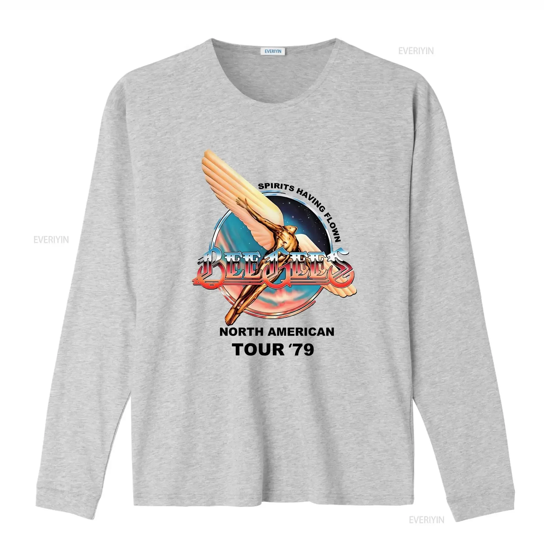 تي شيرت Bee Gees Spirits Have Flown Tour 1979 عتيق من القطن الثقيل H10352 قميص كلاسيكي مغسول للجنسين للارتداء اليومي الناعم #4