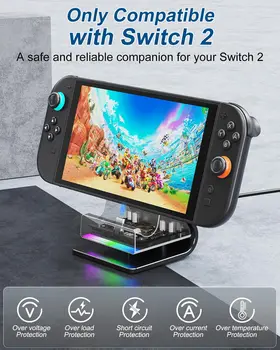 AOLION For Switch 2 Host Charging Stand Fast Charging Adjustable RGB NS2 Gaming Console Charging Stand 2