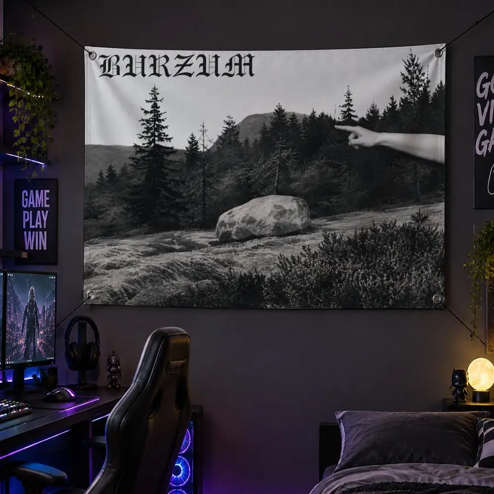 Band Black Metal B-Burzum Flags Banner Decor for Bedroom,Garden,Party,Club,Gaming Room,Garage Fan Gift