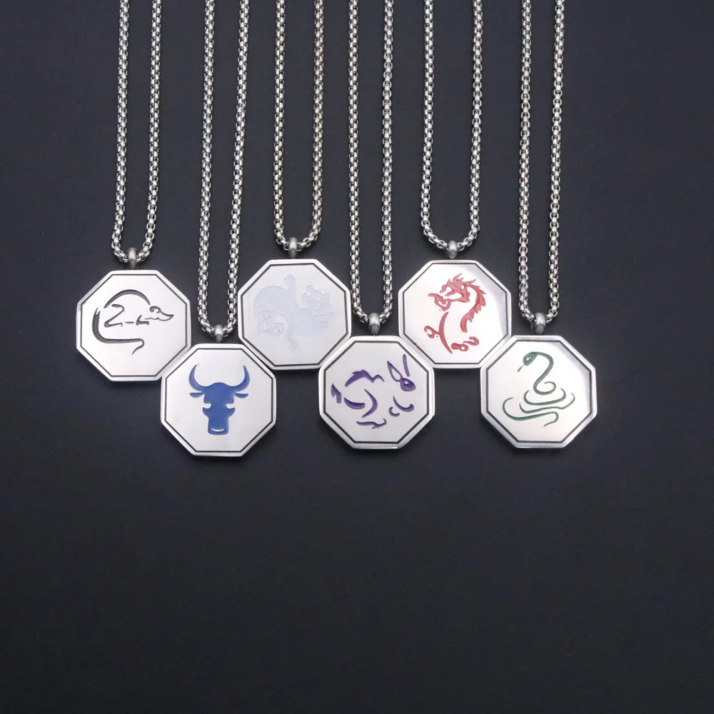 Jackie Chan Adventures Necklace For Women 12 Talisman Necklaces Female Trend Anime Stainless Steel Fashion Couples Party Gift