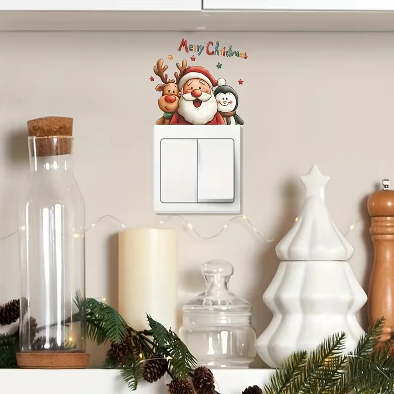 1pc Christmas Day decoration sticker, background wall sticker self-adhesive, can be applied to switch wall decoration sticker
