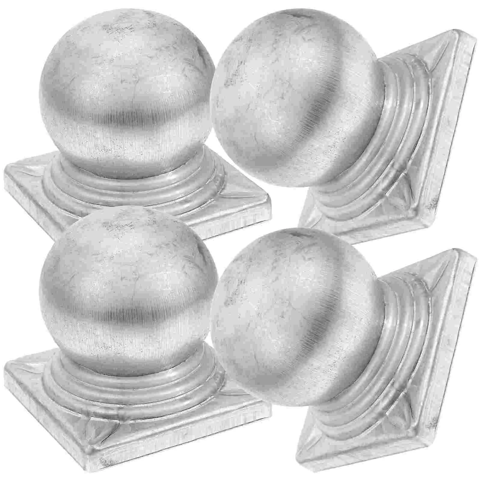 

4 Pcs Railing Ball Post Caps Iron Fence Cover Finials Sheet Decorative Parts Accessories