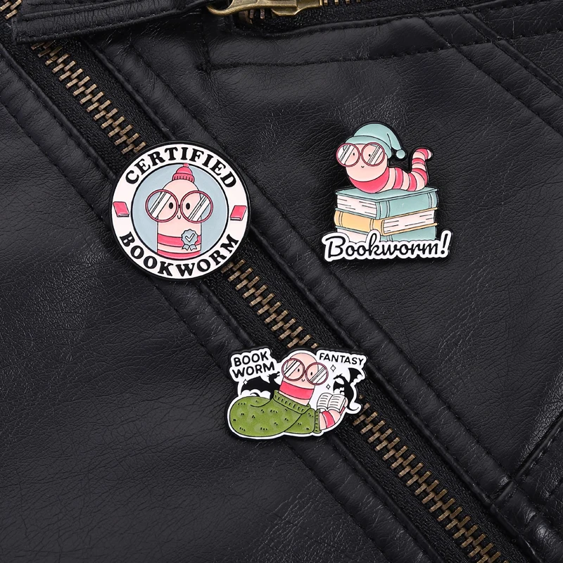 Bookworm Reading Pin Cute Book Lover Style Certified Bookworm Glasses Pajamas Fantasy Design For Book Club Members Backpack Gift