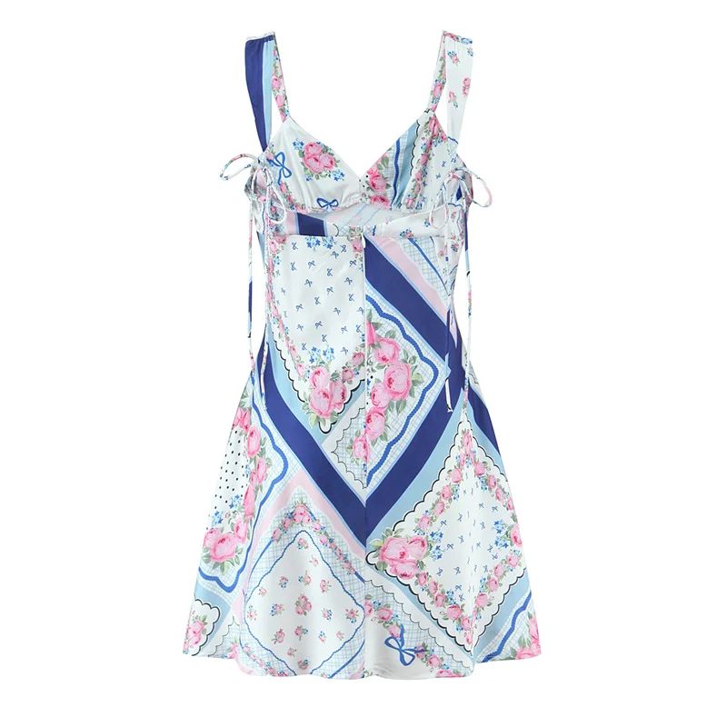 2026 Spring New Arrival Fashion Trendy Sexy Sexy Print Satin Mini Spaghetti Strap Dress