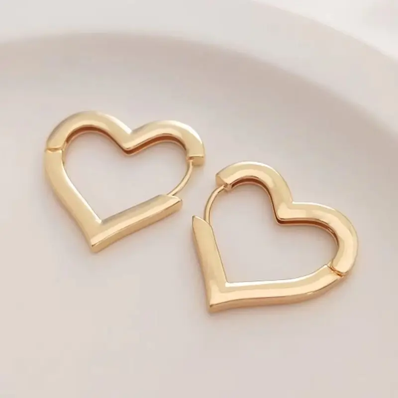 Heart-shaped earclasp 14K gold peach beloved heart-shaped earring French earhook net red fashion diy earring