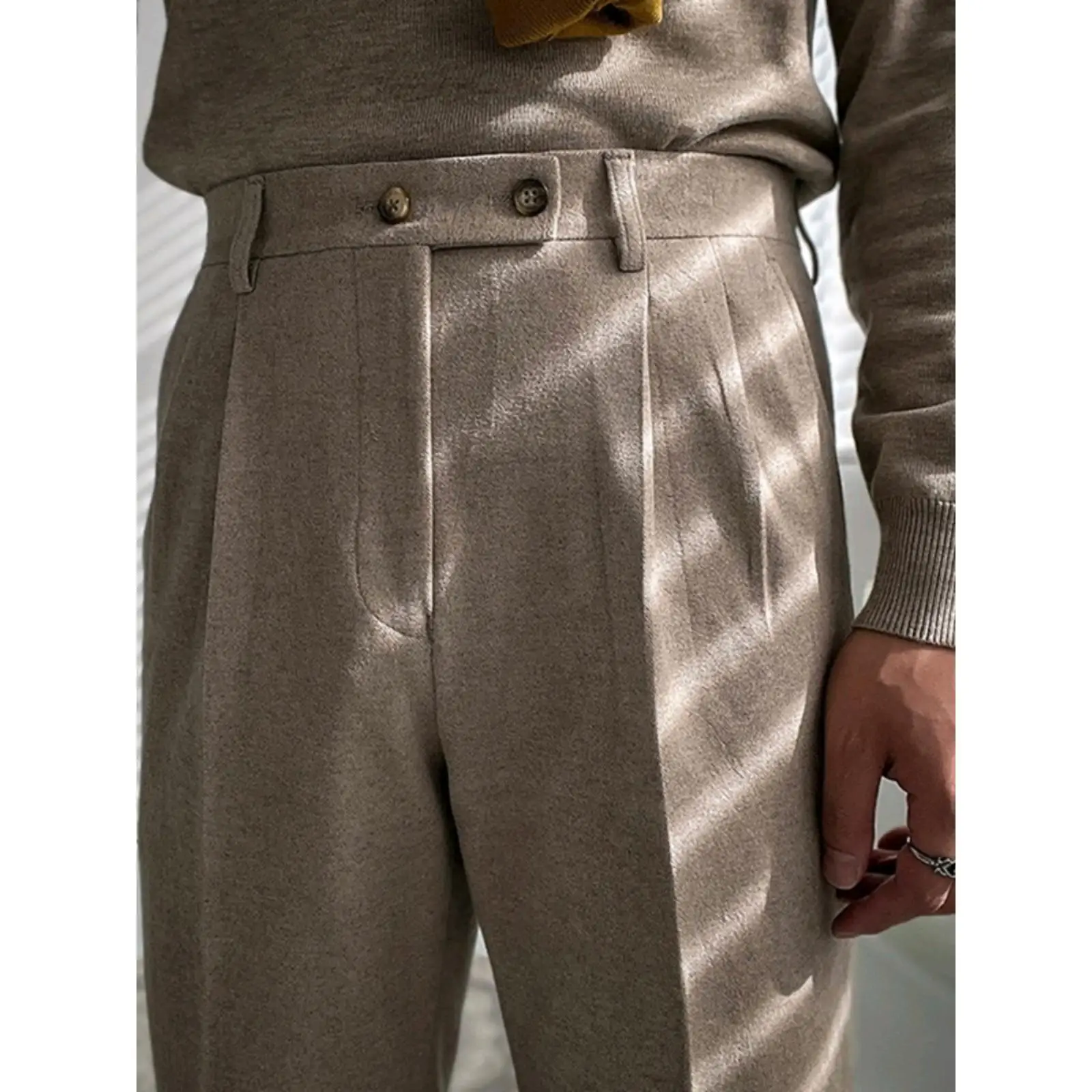 

Men's Solid Color Loose Straight Casual Business Trendy Daily Thicken Trousers Male Autumn Winter New Fashion Suit Pants Clothes