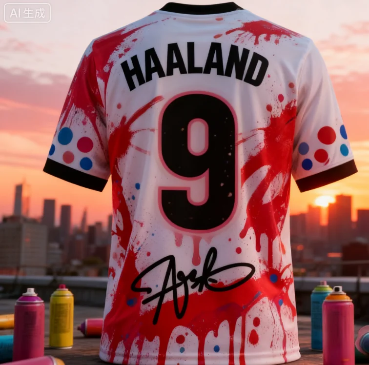 خريف جديد الرجال الرياضة والترفيه فريق كرة القدم هاالاند AI ثلاثية الأبعاد مطبوعة التجفيف السريع الفتيان والنساء تي شيرت Y2K نمط #1
