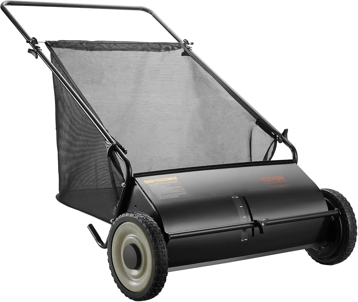 Push Lawn Sweeper, 26 Inch Leaf & Grass Collector, Strong Rubber Wheels & Heavy Duty Thickened Steel Durable to Use