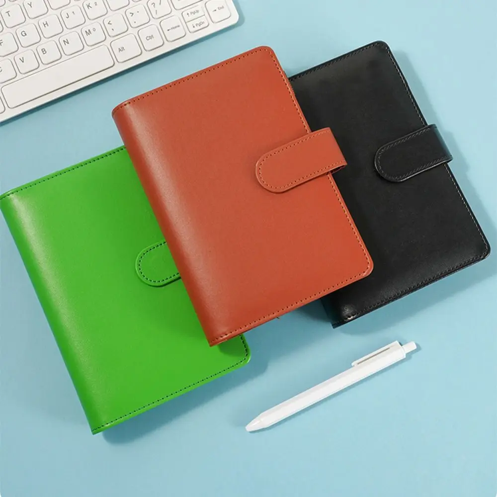 Pu Leather Loose-Leaf Notebook A6 Portable Saving Money Binder Macarone Color with Storage Wallet Budget Binder