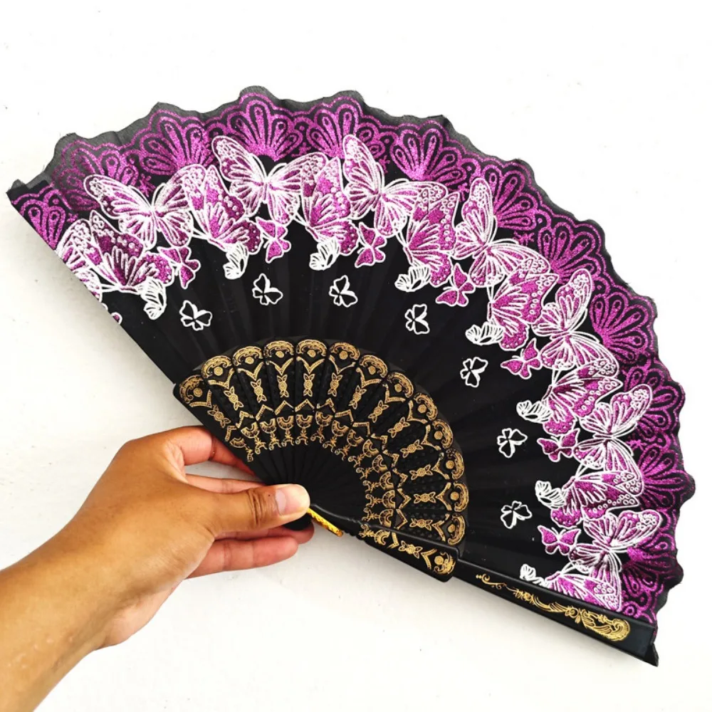 

Embroidered Folding Fan Multicolors 42*23cm Chinese Wedding Cloth Folding Fan Photography Props Hot Stamping Gold Blocking Fan