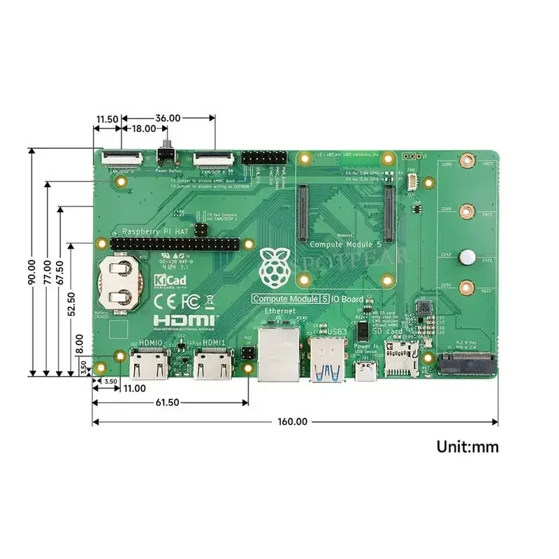 Официальный оригинальный вычислительный модуль Raspberry Pi CM5, плата ввода-вывода, плата ввода-вывода, платформа разработки основания