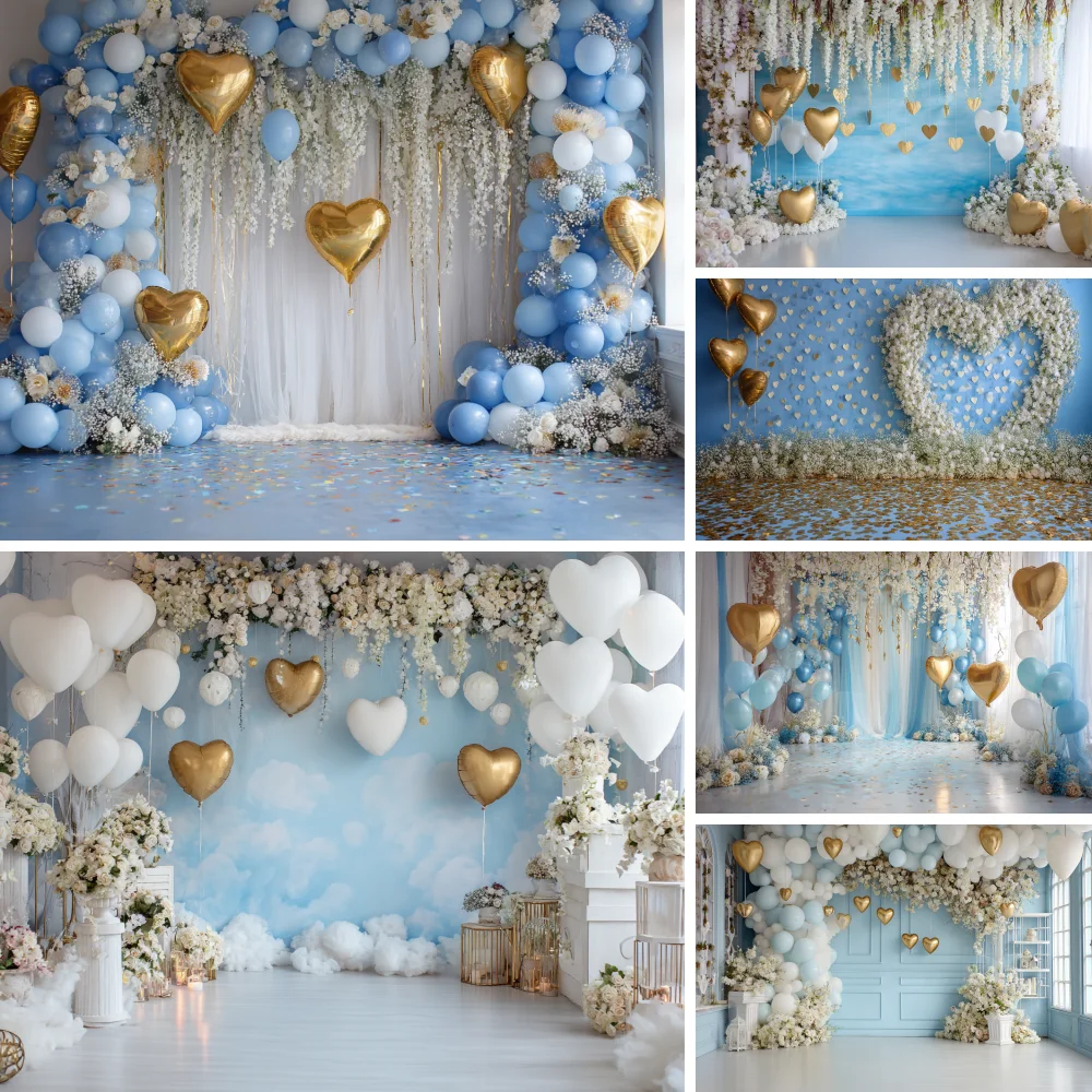 

Nowborn Baby Birthday Backdrop Blue Balloons Boys Girls Birthday Party Decoration Kids Art Portrait Photo Background