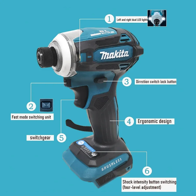 Makita DTD172 Impact Driver Drill 180Nm 18V Cordless Brushless Moter Electric ScrewDriver Power Tools For Makita 18V Battery