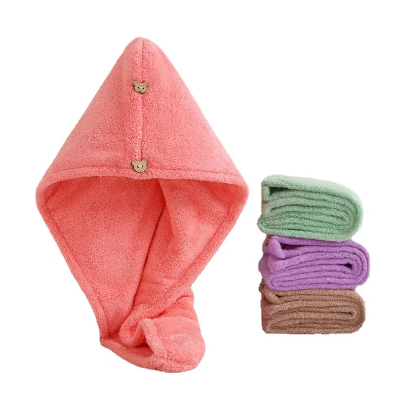 Microfiber Hair Towel,Super Absorbent Hair Towel .Care Cap with Button.Wrap Fast Drying Hair Wraps for Women Bathroom Accessori