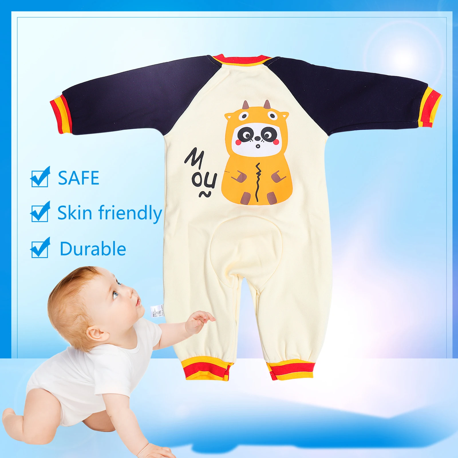 

Baby Jumpsuit Infant Romper Long Sleeve Onesie Soft Cotton Pajamas Toddler Overalls Unisex Comfortable Photography