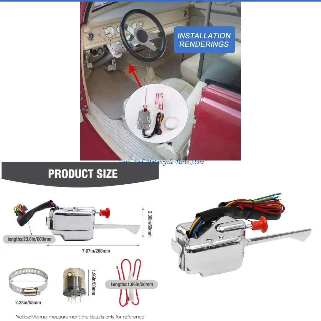 

P9FD 12V Universal Street Hot Rod Chrome Turn Switch Heavy Duty Vintage Car Truck Dunes Buggies Sand