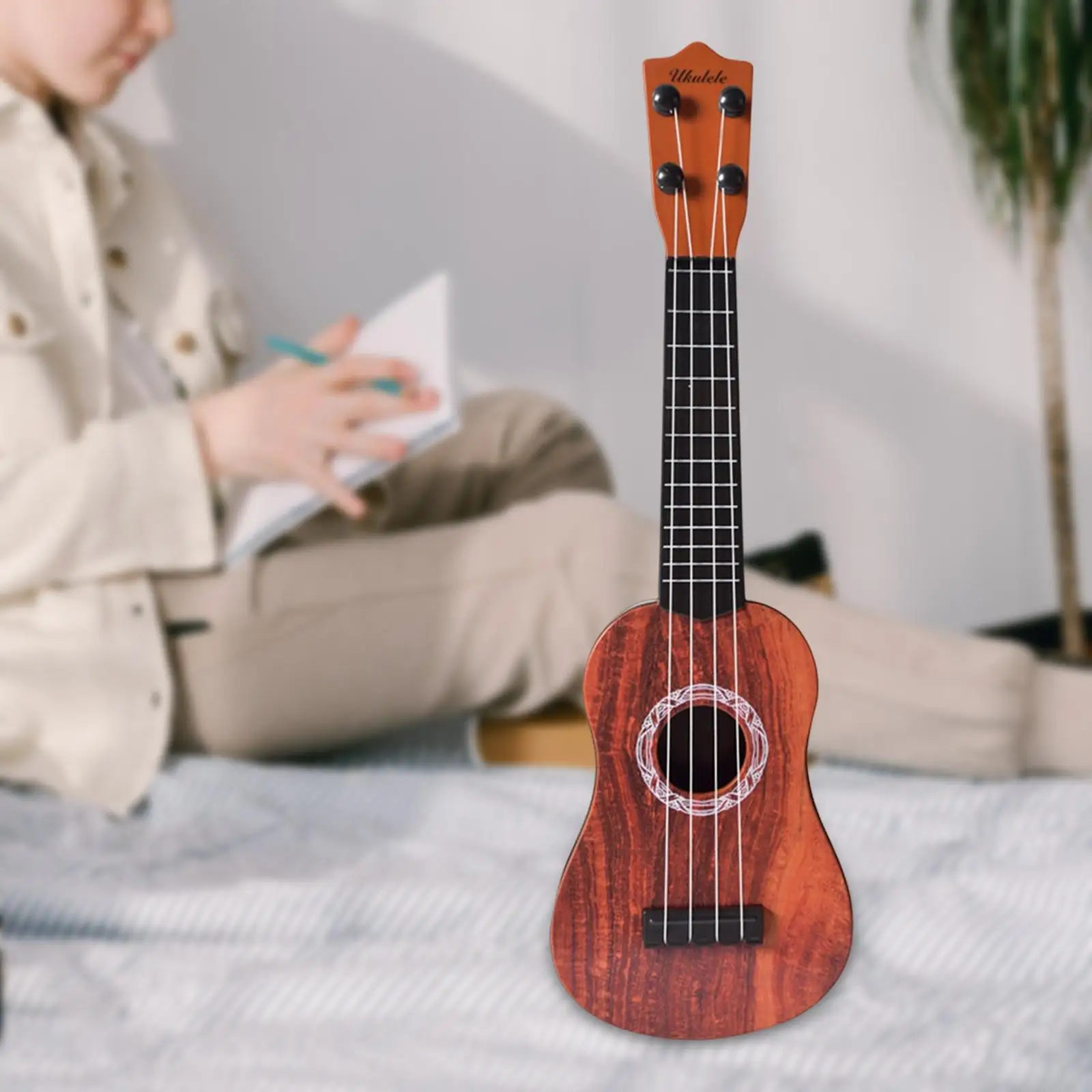 Realistic 4 String Soprano Ukulele Instrument, Early Education Toy Strumming