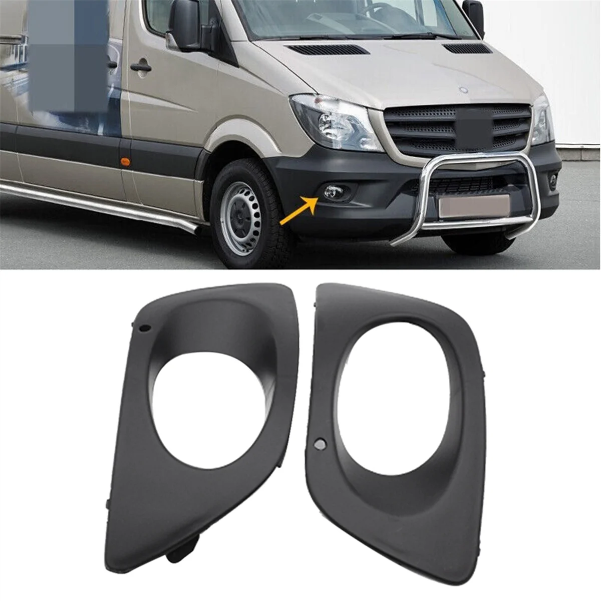 Car Front Bumper Fog Lamp Trim Frame A90688503539B51 for Mercedes-Benz Sprinter W906 2006-2016 Grille Fog Lamp Cover—L48A