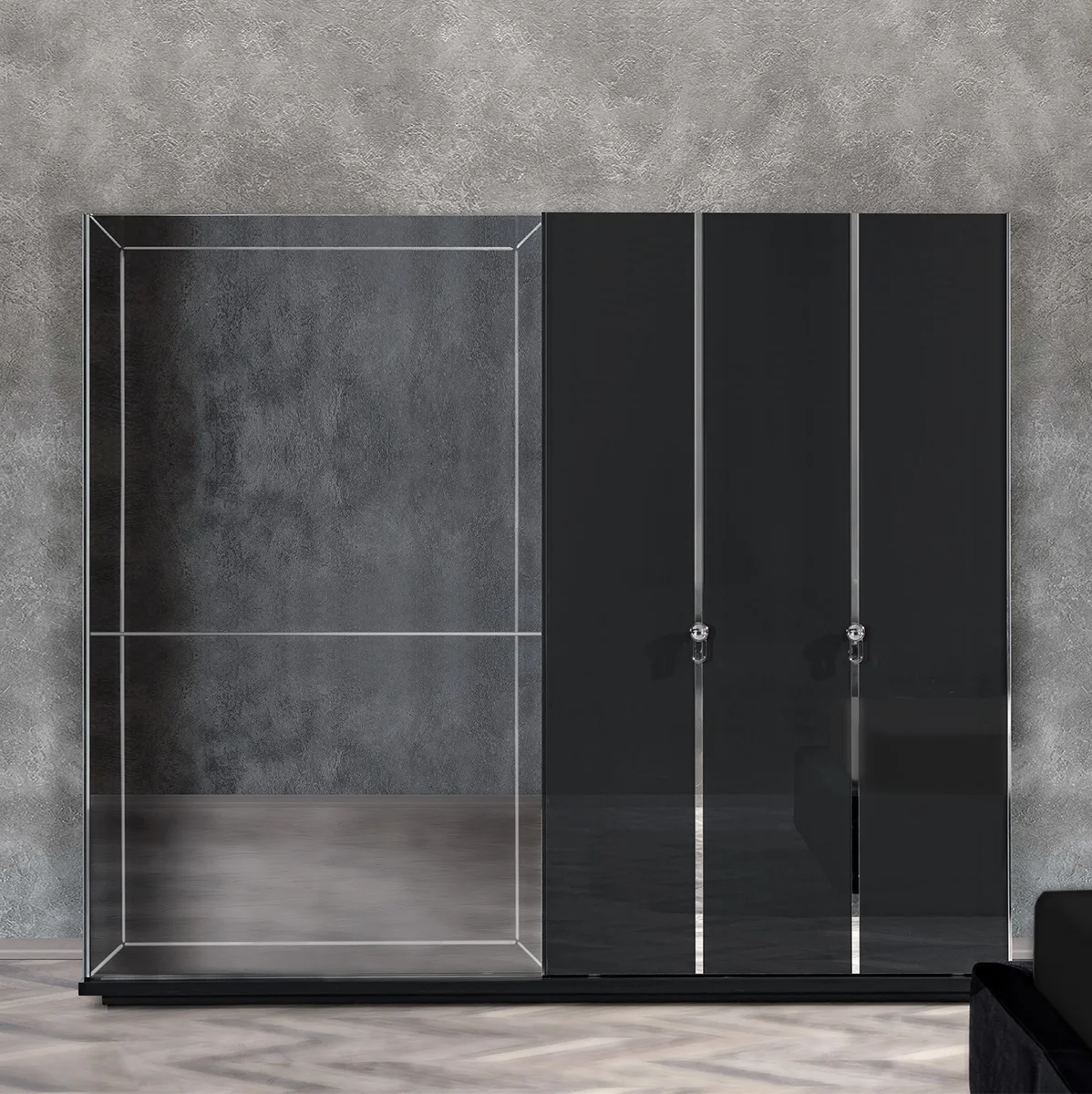 az-Modern Luxury Mirrored Fabric Wardrobe for Bedroom and Living Room Set High Quality Turkish Furniture