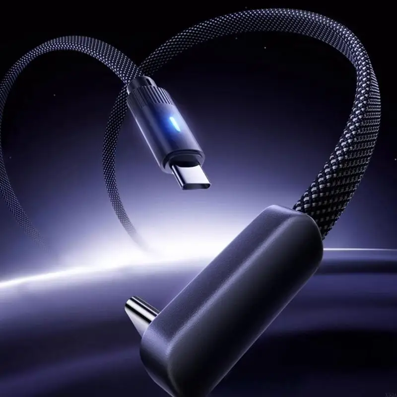 Universal Type C Fast Charging Cable Angled Connectors for Car and Office