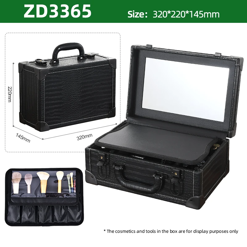 

Beauty Brush Tool Storage Cosmetic Case with Mirror Makeup Train Case with Dividers Portable Suitcase for Makeup Jewelry Storage