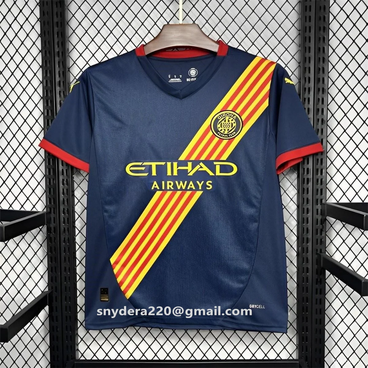 

Мужская футболка Girona Away Navy, быстросохнущая одежда, тренировочные футболки CF