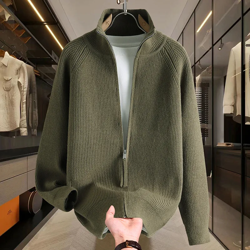 

Новинка 2023 года, мужской вязаный свитер, кардиган, осень-зима, повседневный дизайн на молнии, удобный, средний, тонкий, теплый
