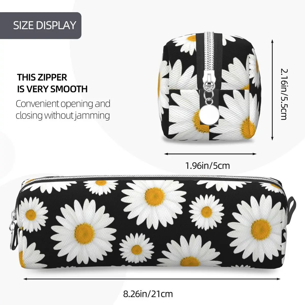 데이지 데이지 꽃 선물 연필 케이스 꽃 펜 상자 가방 소녀 소년 대용량 학생 학교 화장품 연필 상자