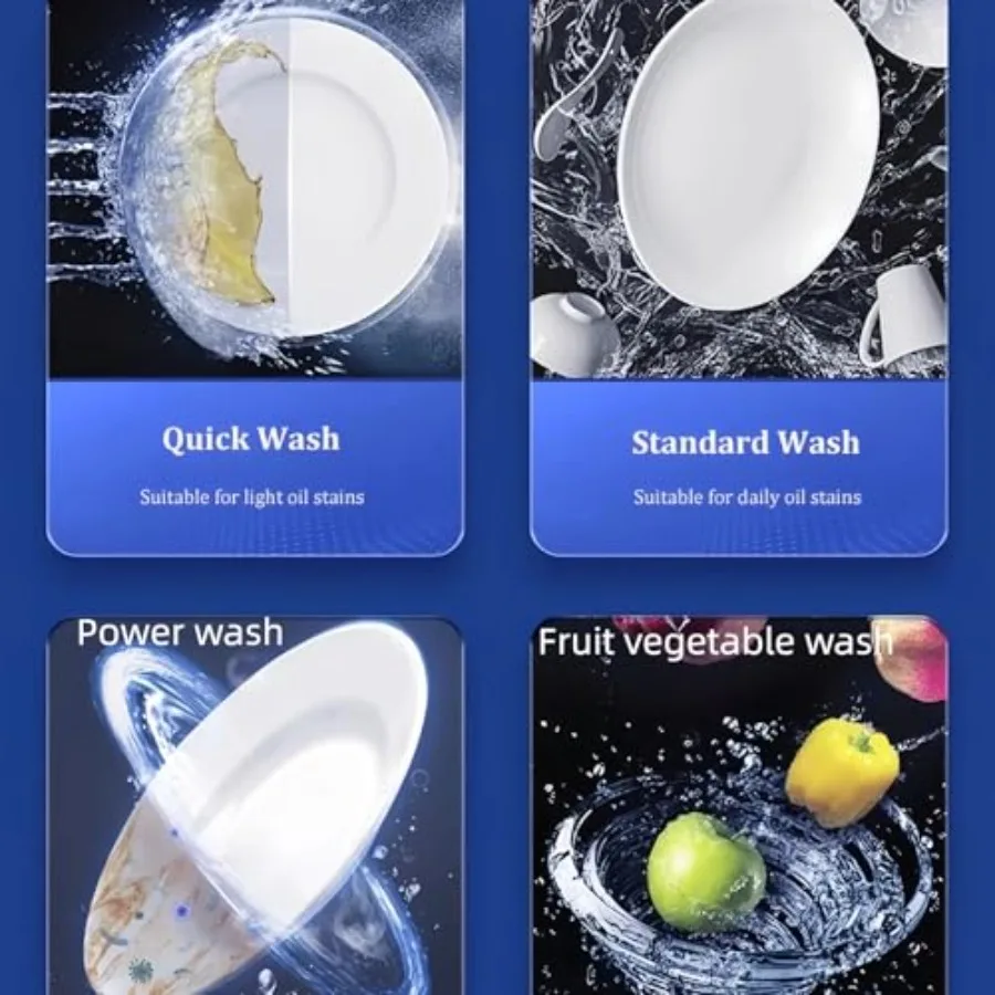 Portable Small Dishwasher Tabletop Fully Automatic with 4 Washing Modes and Drying Function Connects to Faucet or Manual Water