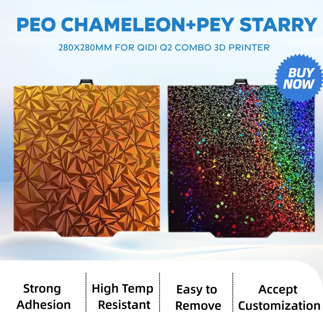 

For QIDI Q2 Build Plate PEI Sheet 280x280mm Double Sided Smooth PEO Chameleon PEY PEI Spring Steel Print Bed for QIDI Q2 Combo